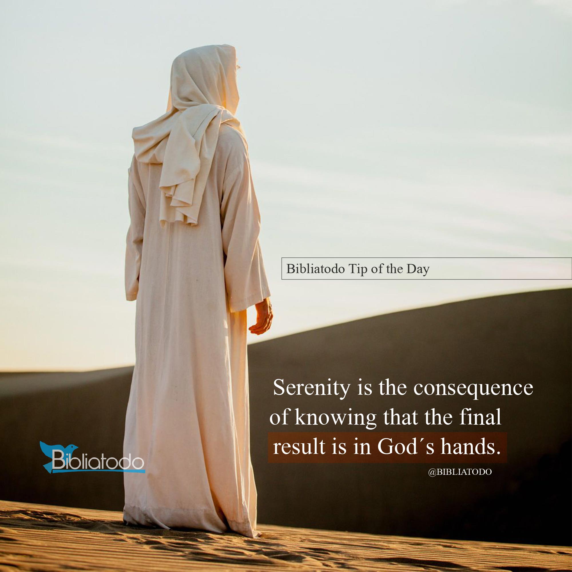 Serenity is the consequence of knowing that the final result is in God´s hands
