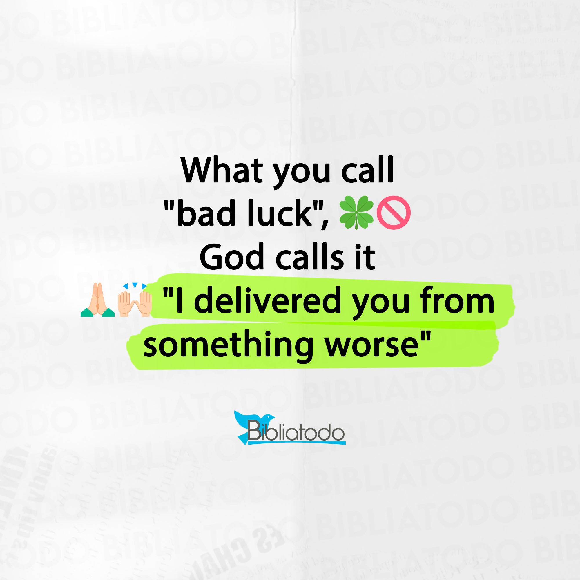What you call bad luck God calls it I delivered you from something worse