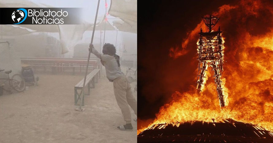 Festival pagano “Burning Man” fue interrumpido por tormentas y un asistente es hallado muerto en un charco de sangre
