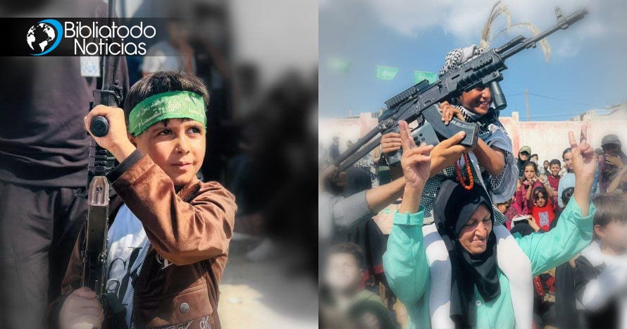 ADOCTRINAMIENTO: Hamas le da armas a los niños palestinos para “celebrar” en Gaza