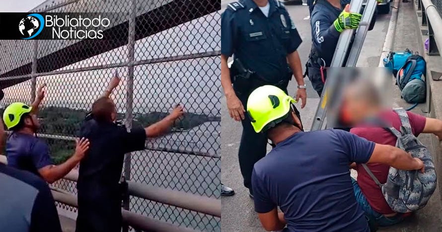 (VIRAL) Policía evita que un hombre se quite la vida en un puente clamando a Dios, “Señor tienes el control”
