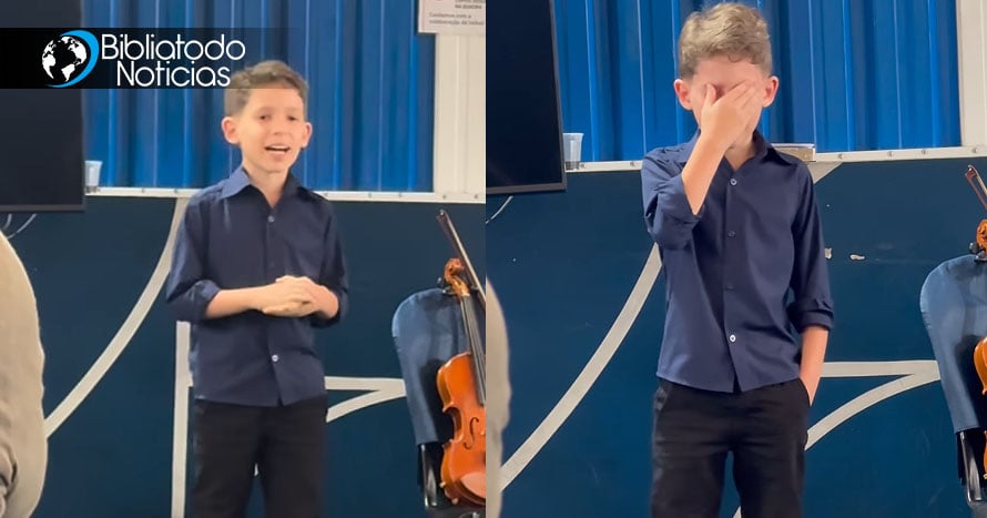 Niño agradece con lágrimas a su escuela por permitirle expresar su fe sin temor: “Amo hablar de Dios”
