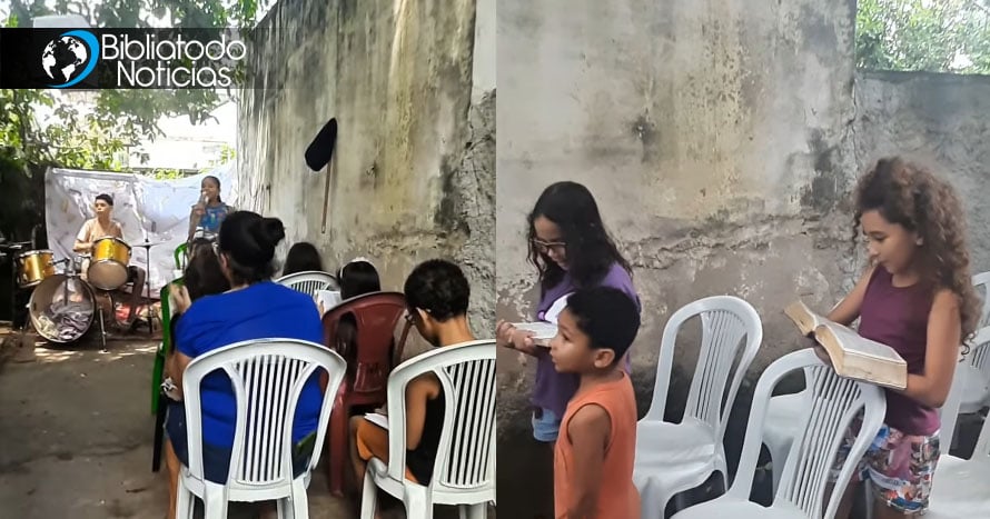 Niños conmueven a miles al transformar el patio de su casa en un culto de adoración a Dios