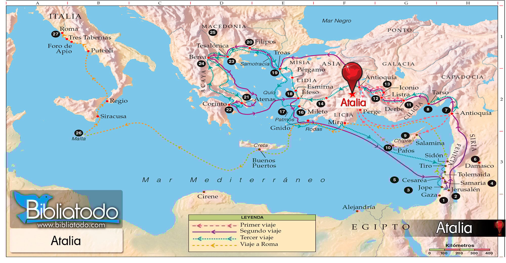 Atalia antigua panfilia Mapa y Ubicación Geográfica