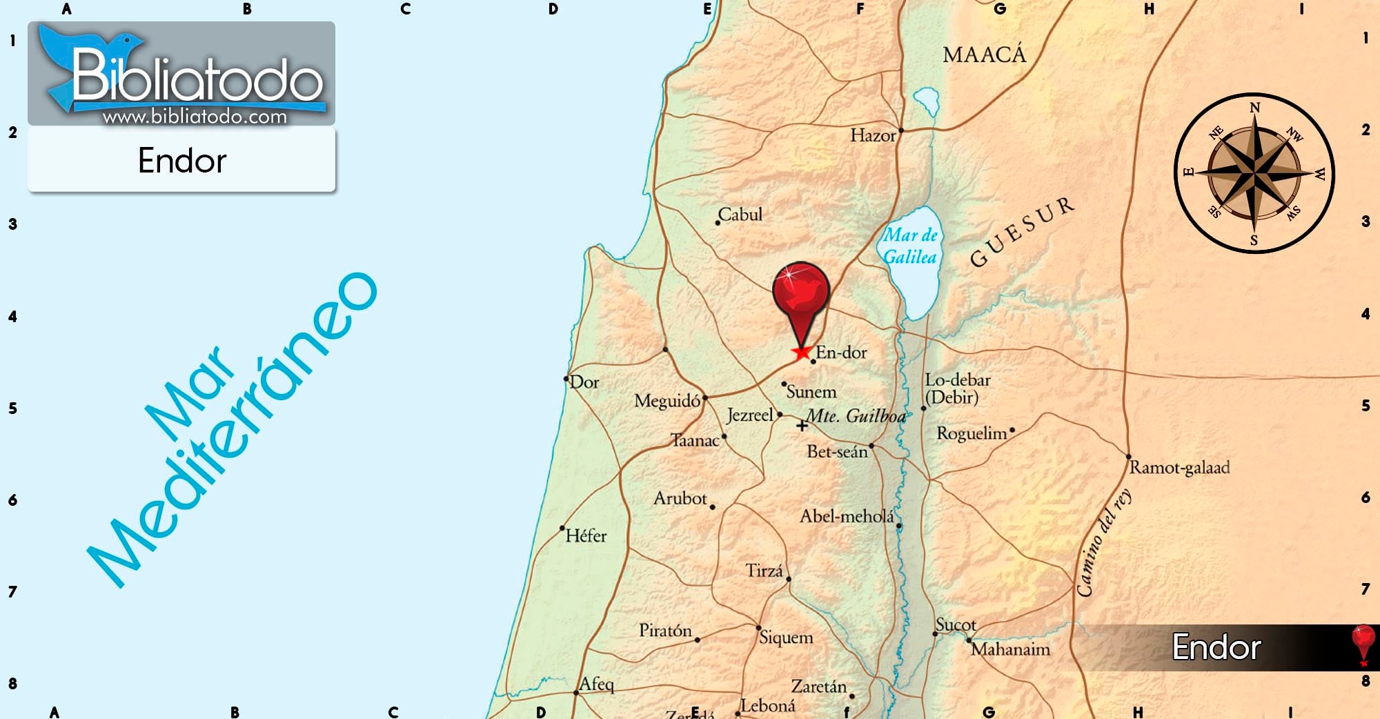 Endor ojo o fuente Mapa y Ubicación Geográfica